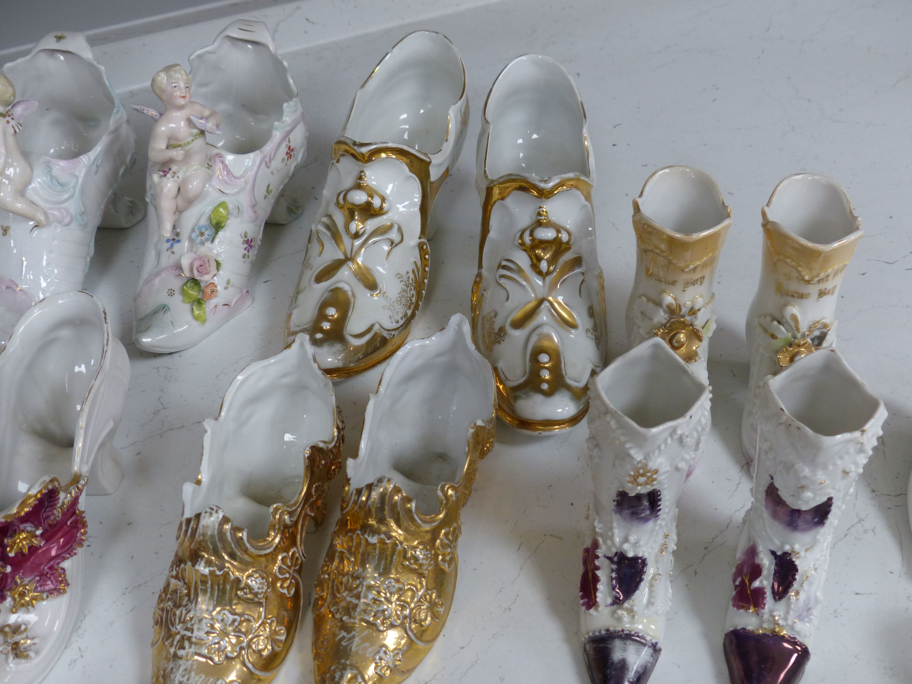 A collection of ceramic shoes